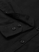 Mast & Harbour Men Black Regular Fit Solid Sustainable Casual Cotton Linen Shirt