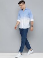 Mast & Harbour Men Blue & White Ombre Dyed Casual Pure Cotton Sustainable Shirt