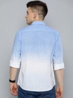Mast & Harbour Men Blue & White Ombre Dyed Casual Pure Cotton Sustainable Shirt