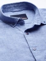 Mast & Harbour Men Blue & White Regular Fit Checked Casual Sustainable Shirt