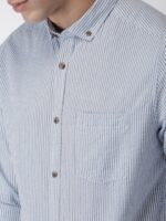 Mast & Harbour Men Blue & White Slim Fit Striped Casual Sustainable Shirt