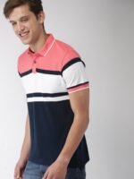 Mast & Harbour Men Navy Blue Colourblocked Polo Collar T-shirt