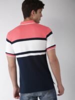 Mast & Harbour Men Navy Blue Colourblocked Polo Collar T-shirt