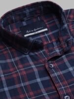 Mast & Harbour Men Navy Blue & Red Checked Casual Sustainable Shirt