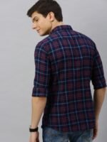 Mast & Harbour Men Navy Blue & Red Checked Casual Sustainable Shirt