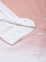 Mast & Harbour Men Peach-Coloured & White Ombre Dyed Casual Pure Cotton Shirt