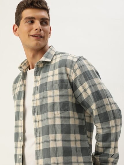 Mast & Harbour Men Standard Opaque Checked Casual Shirt