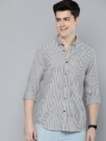 Mast & Harbour Men Standard Opaque Striped Casual Pure Cotton Shirt