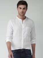 Mast & Harbour Men White Casual Linen Sustainable Shirt