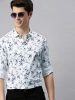 Mast & Harbour Men White Regular Fit Printed Casual Sustainable Shirt