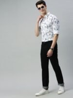 Mast & Harbour Men White Regular Fit Printed Casual Sustainable Shirt