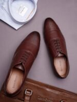 Men Rosewood Leatherette Derby Formal Shoes