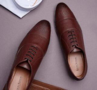 Men Rosewood Leatherette Derby Formal Shoes