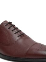 Men Rosewood Leatherette Derby Formal Shoes