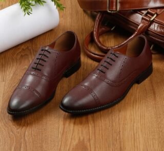 Men Rosewood Leatherette Oxford Formal Shoes