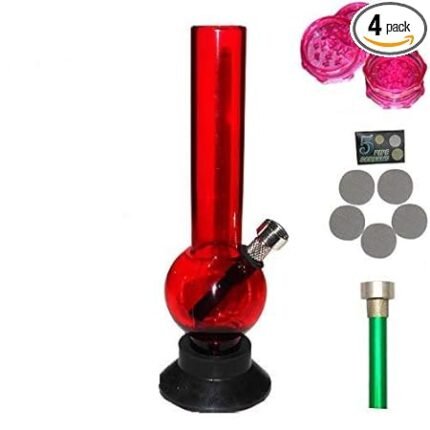 Metier Great Saving Deal ! Get 8 Inch Acrylic Water Bong Along with 1 Additional Shooters,5 pcs of SS Screen & 1 Pcs of 2 Inch Herb Grinder (GRA209).