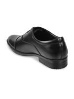 Metro Men Black Solid Leather Formal Oxfords