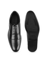 Metro Men Black Solid Leather Formal Oxfords