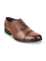Metro Men Textured Round Toe Leather Formal Oxfords