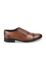Metro Men Textured Round Toe Leather Formal Oxfords