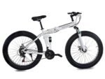 Mioox Fat Tyre Folding Cycles Bicycle Dual Suspension Fat Mountain Bike With 26X4 Inch Wheels And With 21 Speed Shimano Gears 26 T Fat Tyre Cycle For Unisex Adults (White.01),...