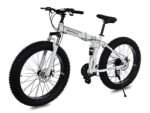 Mioox Fat Tyre Folding Cycles Bicycle Dual Suspension Fat Mountain Bike With 26X4 Inch Wheels And With 21 Speed Shimano Gears 26 T Fat Tyre Cycle For Unisex Adults (White.01),...