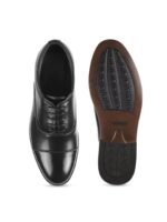 Mochi Men Black Solid Leather Formal Oxfords with Patent Finish