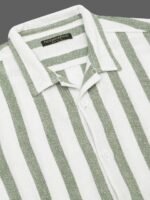 Moda Rapido White Slim Fit Striped Short Sleeves Cotton Casual Shirt