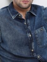 Mufti Faded Slim Fit Opaque Cotton Casual Shirt