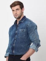 Mufti Faded Slim Fit Opaque Cotton Casual Shirt