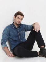 Mufti Faded Slim Fit Opaque Cotton Casual Shirt