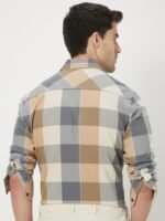 Mufti Slim Fit Buffalo Checks Pure Cotton Casual Shirt