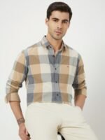 Mufti Slim Fit Buffalo Checks Pure Cotton Casual Shirt