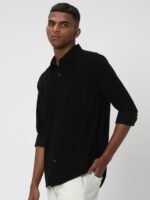 Mufti Slim Fit Spread Collar Long Sleeve Casual Shirt