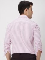 Mufti Slim Fit Striped Pure Cotton Casual Shirt
