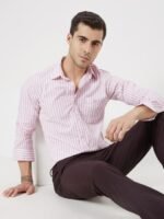 Mufti Slim Fit Striped Pure Cotton Casual Shirt