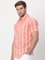 Mufti Striped Pure Cotton Slim Fit Casual Shirt