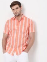 Mufti Striped Pure Cotton Slim Fit Casual Shirt