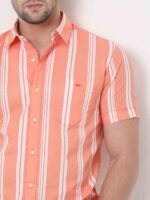 Mufti Striped Pure Cotton Slim Fit Casual Shirt