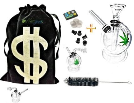 Newzenx® Glass Handy Leaf Bong 4 Inch (for Meth/Weed/Honey Multi Uses) Included Velvet Pouch & Accessories