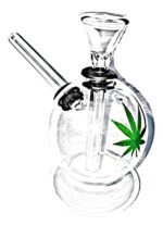 Newzenx® Glass Handy Leaf Bong 4 Inch (for Meth/Weed/Honey Multi Uses) Included Velvet Pouch & Accessories