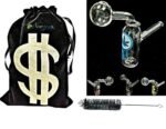 Newzenx® Glass Oil Burner Honey/Meth Crystal Bong 2.5 Inch/OD-22mm Included Velvet Pouch & Accessories