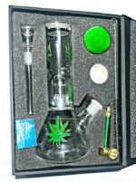 Newzenx® Glass Percolator Ice Bong 8.2 Inch Multi Leaf Design Bong (for Multi Purpose All-in-One Bong) Included Gift Box & Full Accessories