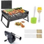 NL TRADERS Charcoal Barbeque Grill - Portable Barbecue Grill Folding BBQ Grill(2 Spatula,1 BBQ,10 Skewers,1 Air Blower) Outdoor Grill Tools for Camping Hiking Picnics, Free...
