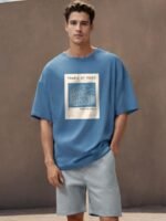 NOBERO Graphic Printed Drop Shoulder Sleeves Cotton Oversized T-Shirt