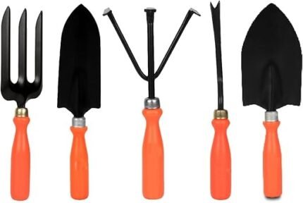 Ocean Mart- Gardening Hand Tools Set - 5 Pieces (Cultivator, Big and Small Trowel, Weeder, Fork) | Tools for Home Garden | Durable Plant Tool Kit | Farming Tools