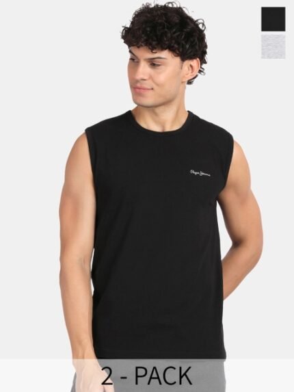 Pepe Jeans Pack Of 2 Cotton Sleeveless Lounge T-shirts