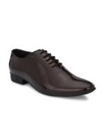 Provogue Men Brown Solid Leather Formal Oxfords Shoes