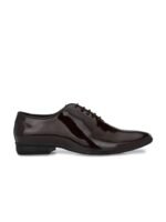 Provogue Men Brown Solid Leather Formal Oxfords Shoes