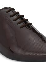 Provogue Men Brown Solid Leather Formal Oxfords Shoes